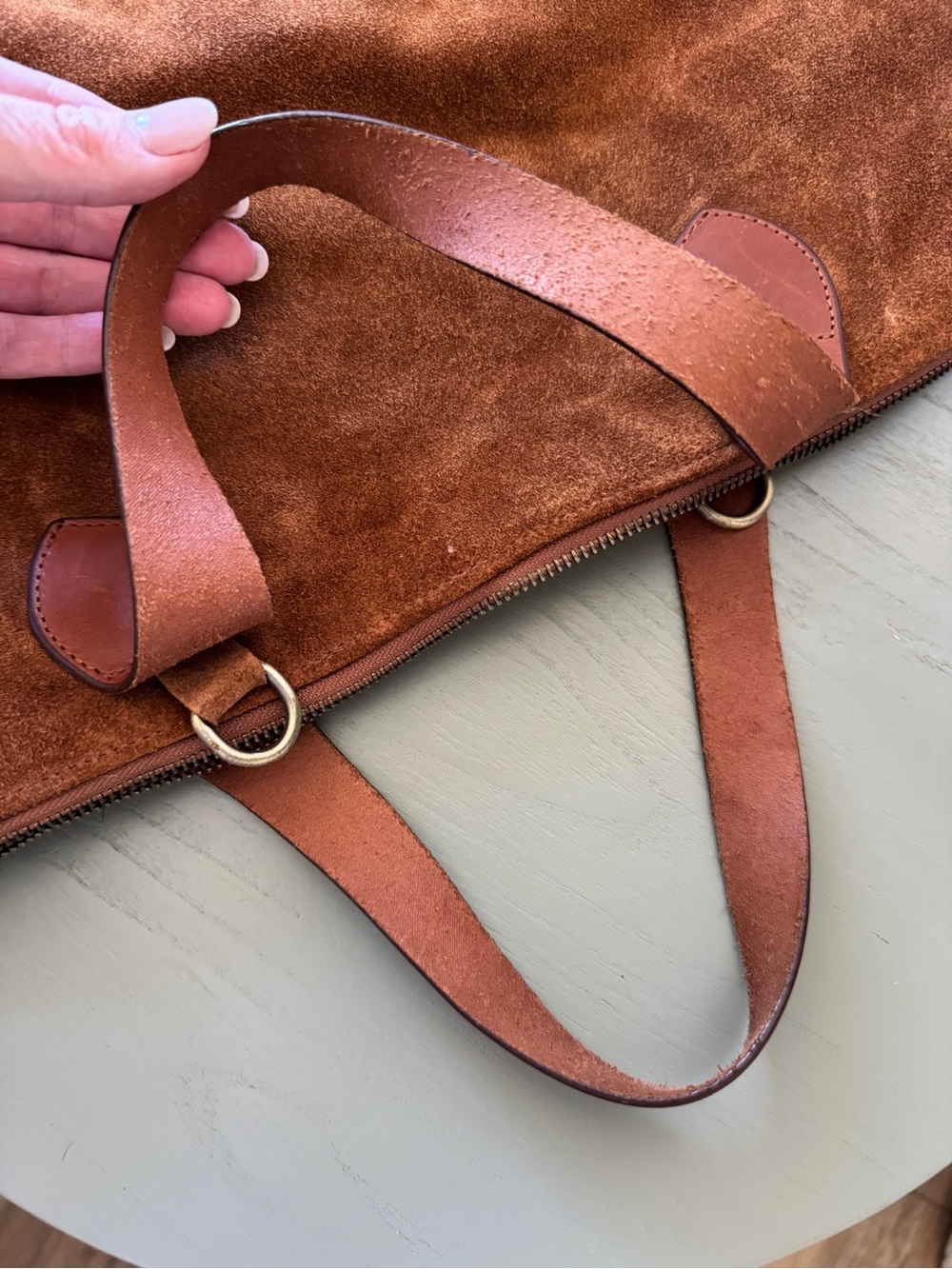 Brown Suede "Charlie" Tote Bag - Picture 12 of 12